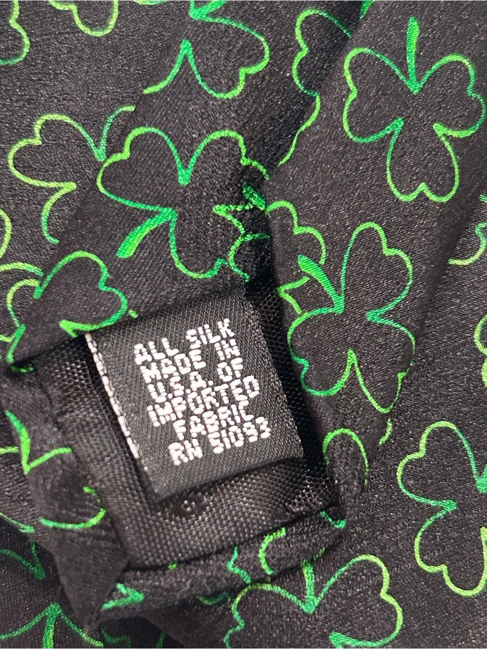 Hallmark Celebration Black with Shamrock St. Patrick's Day Silk Tie NWT